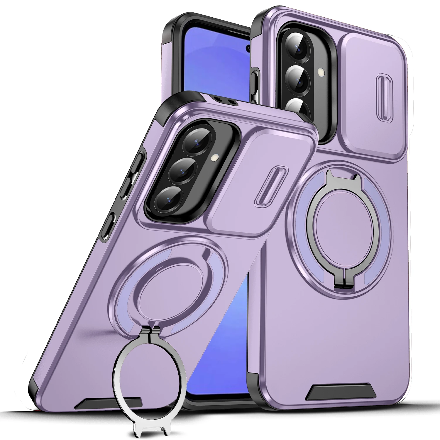 Magnetic Armor Phone Case with Slide Lens Protection