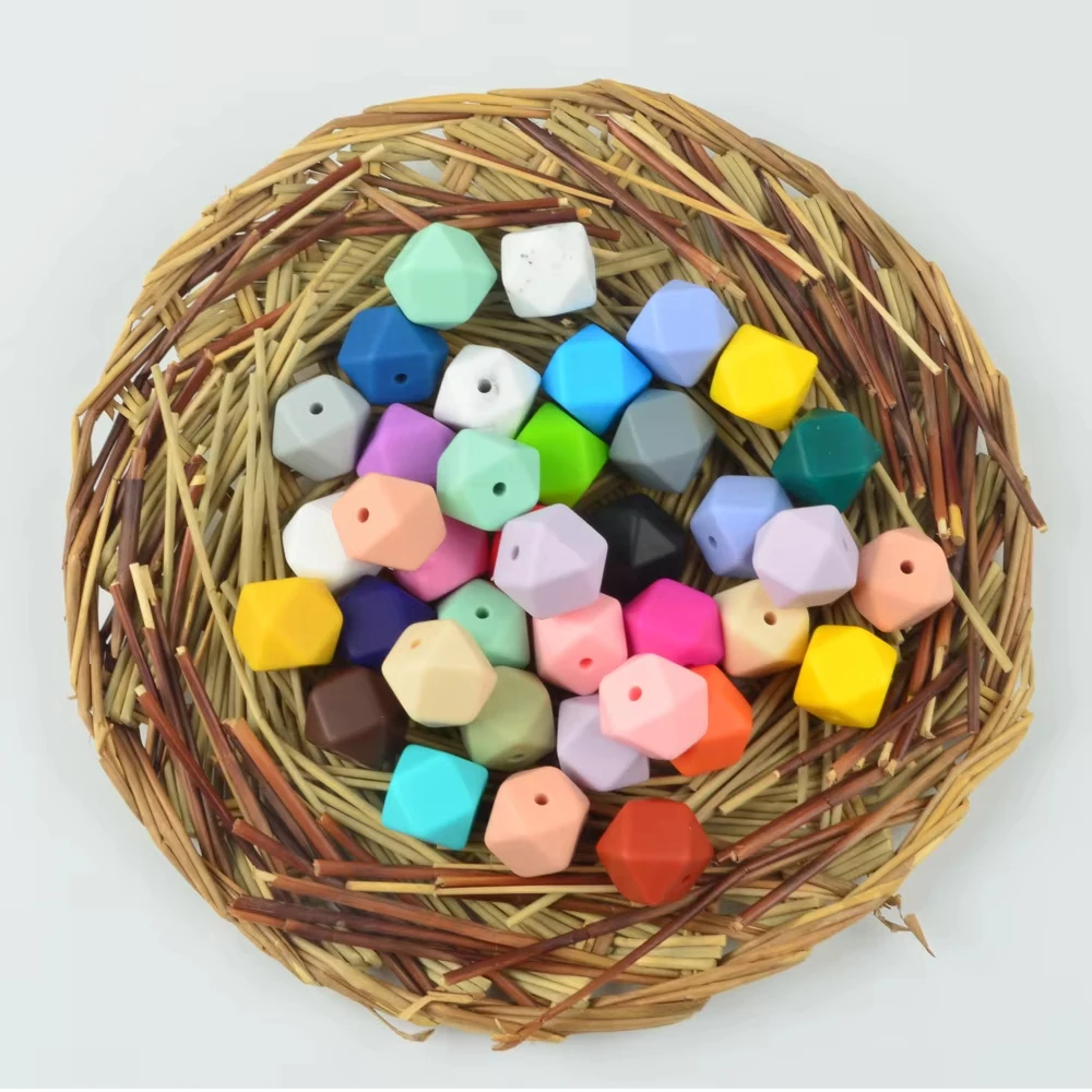 LOFCA Silikonperlen, 50 Stück, 14 mm, sechseckig, Mini-Kleinperlen, Bpa-frei, DIY-Halskette, Schlüsselanhänger, Schmuckzubehör – Detail 15