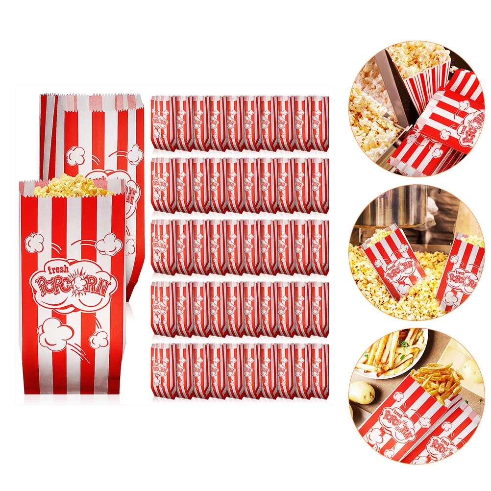 

50/100pcs Paper Popcorn Bags Snack Cookie Treats Storage Bag Outdoor Popcorn Carrying Cup Bulk Popcorn Containers Party Favor