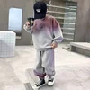 Trendy Brand Boys Spring Autumn Suit Color Block Sweatshirt Casual Stylish Children's Wear For Middle Large Boys 3