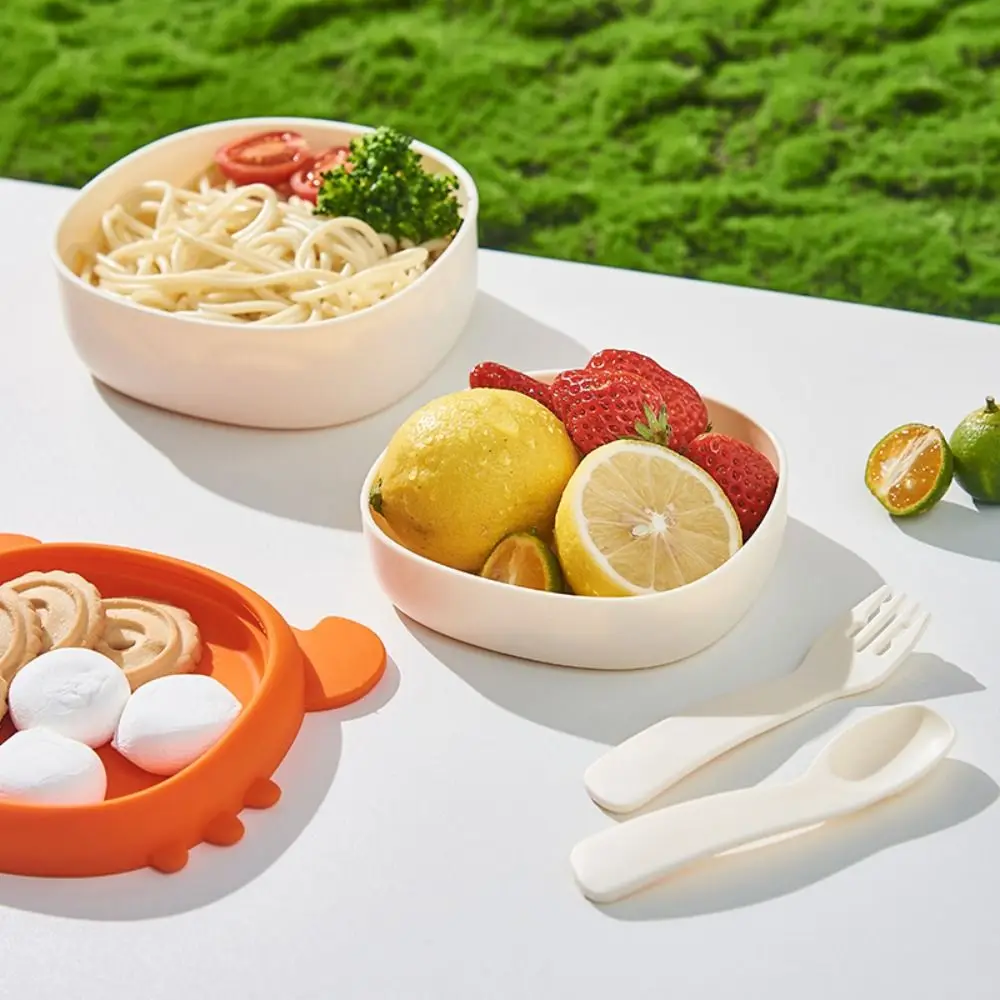 

To Eat Training Bowl Kids Enlightenment Children's Tableware Set Baby's Dinner Plate Solid Feeding Outdoor Silicone Bowl