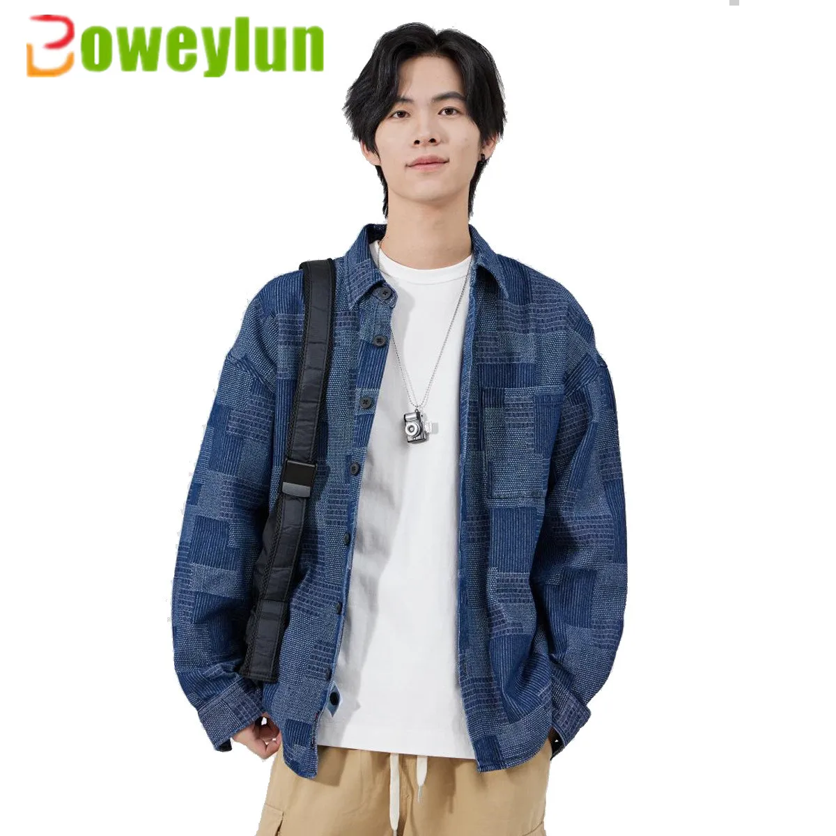 Boweylun Spring And Autumn Men's Plaid Shirt Cotton Skin-friendly Comfortable Loose Casual Lapel Fashion Long Sleeve Shirt