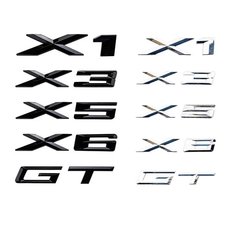 Adesivo Nero 3D Lettere Cromate Per Bagagliaio Di Un'Auto Emblema Dell'Alfabeto Distintivo Per Bmw X1 X3 X5 X6 Gt Adesivi Per Lettere Per Auto Accesso