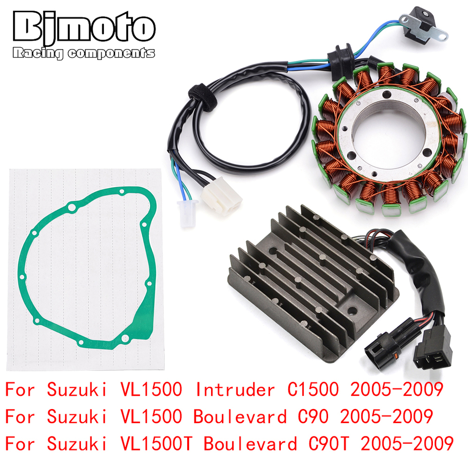 Engine Stator Coil+Voltage Regulator rectifier For Suzuki VL1500 Intruder C1500 VL1500T Boulevard C90 T 2005-2009 With Gasket