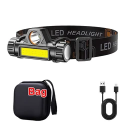 Rechargeable COB LED Headlamp with Strong Magnetic Base - Super Bright, Waterproof Head Torch (With bag)