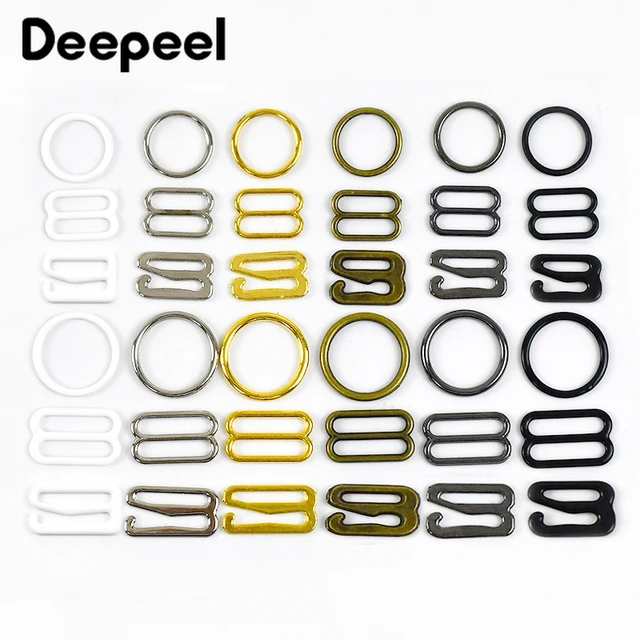 50Sets Deepeel 6-20mm Metal Bra Strap Buckle O Ring Adjustable