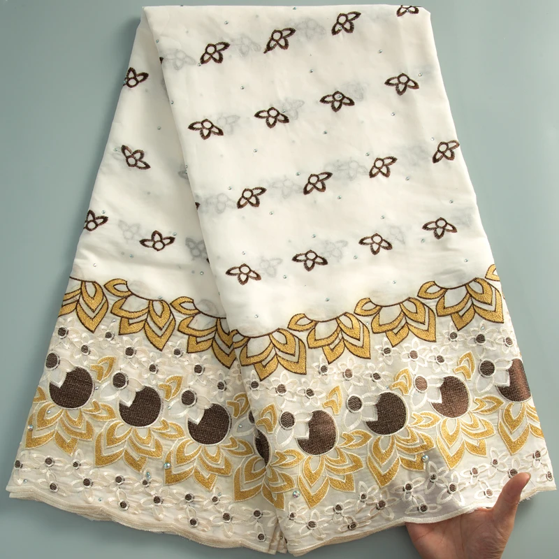 

SJD LACE 2024 High Quality Swiss Voile African Cotton Lace With Stones Nigerian Rhinestones Cotton Lace For Qomen Party Dresses