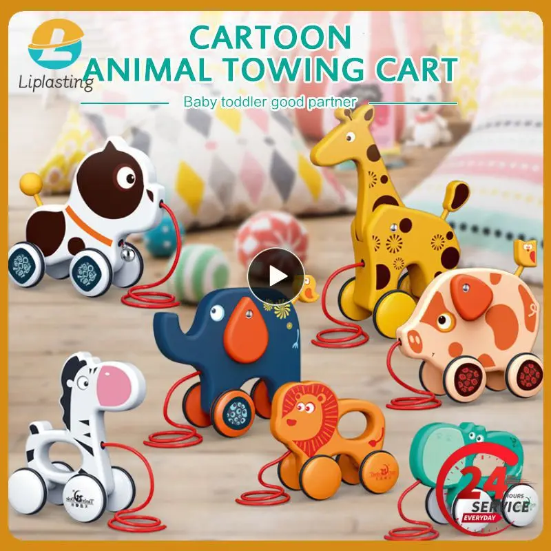Colors Dragging Baby Toddler Funny Toys Newborn Cute Early Teaching Walker Pull Animals Model Toys For Children Christmas Gift