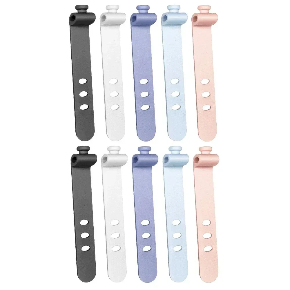 1/5/10Pcs Silicone Reusable Cable Organizer Earphone Clip Charger Cord Management 3 Hole  Wire Organizer Bobbin Winder Straps