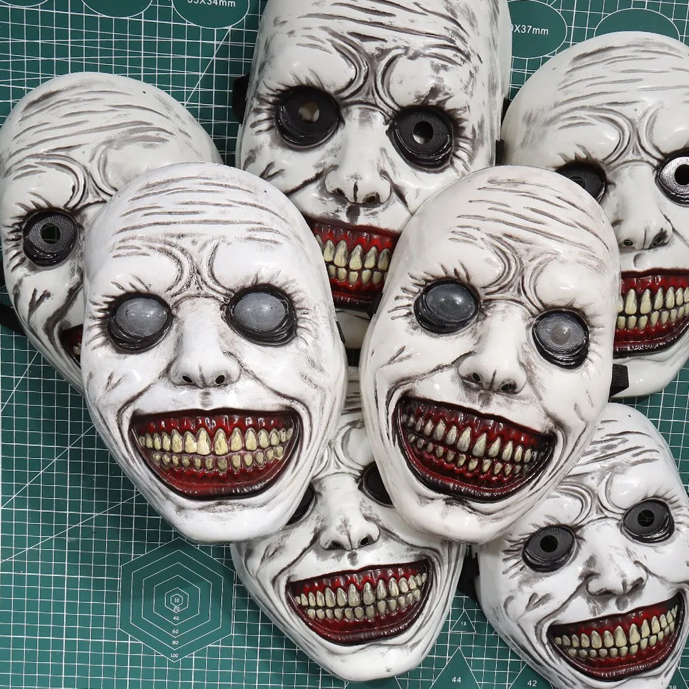 Horror The Exorcist Smiling Face Demon Mask Cosplay Evil Creepy Ghost Skull  Plastic Masks Halloween Carnival Party Costume Props