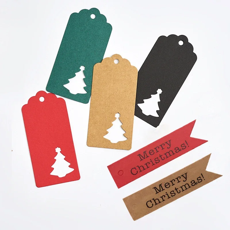 

50pcs Christmas Kraft Paper Tags Handmade/Thank You DIY Crafts Hang Tag Gift Wrapping Supplies Labels For Christmas Favors