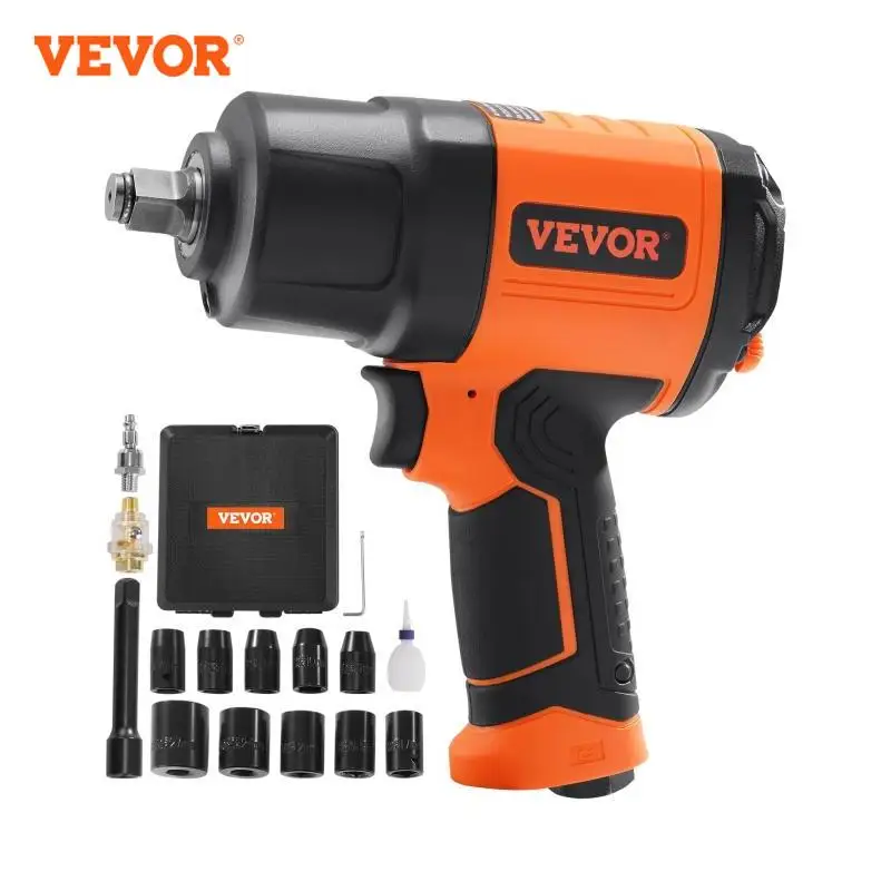 Car Repair Tool Ratchet Head Wrench Set Ratchet Wrench Hardware Hand Tools 1/2 Inch Air Impact Wrench With Steel Socket Set For Auto Repair