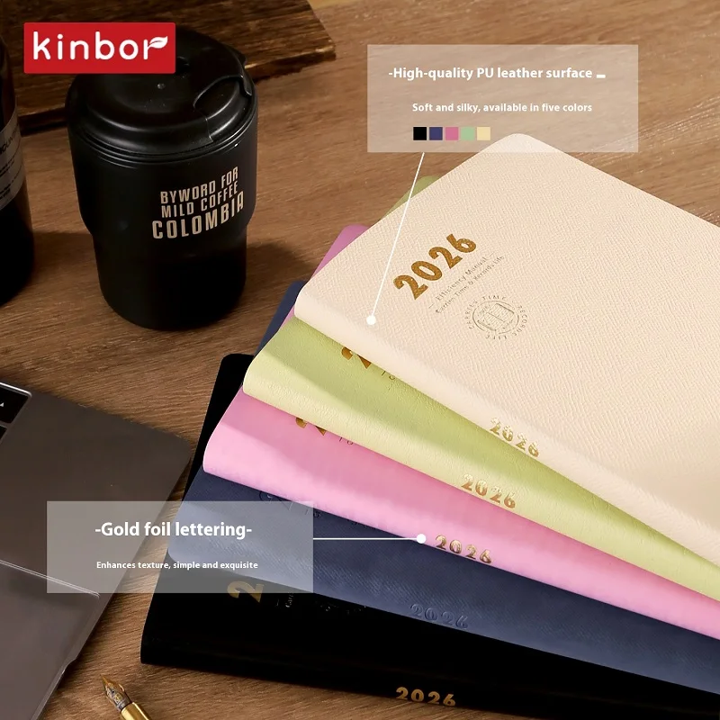 Kinbor Soft PU A5 Weekly Planner Notebook for Efficient Time Management