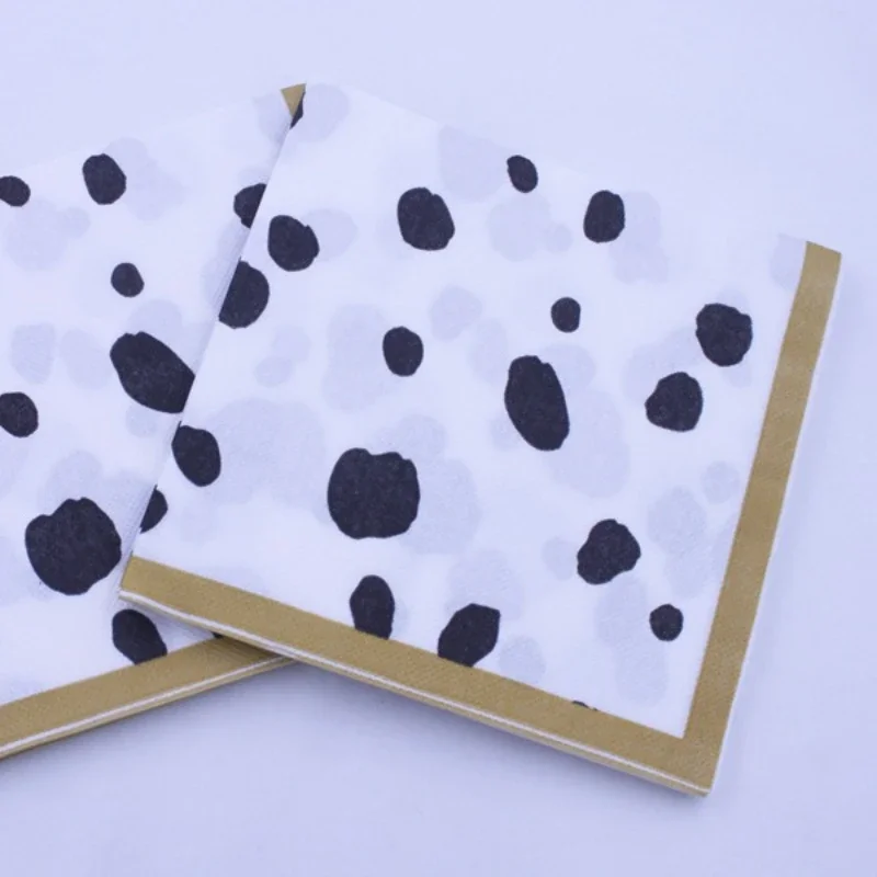 10/20pcs/Pac Colour Printing Napkins Cow Black and White Spots Paper Napkins Disposable Meal Handmade Diy Creative Paper