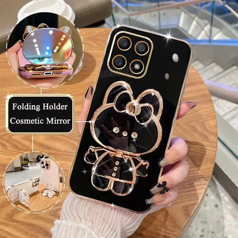 Luxury Plating Mirror Holder Case with Silicone Stand