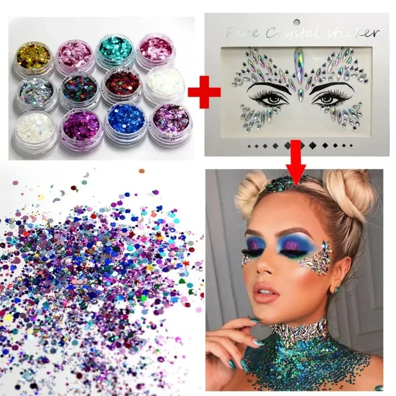 Eyeshadow Flash Powder Concert Hair Face Body DIY Painting Makeup Glitter Nail Art Sequins Sparkly Manicures Decoration 6