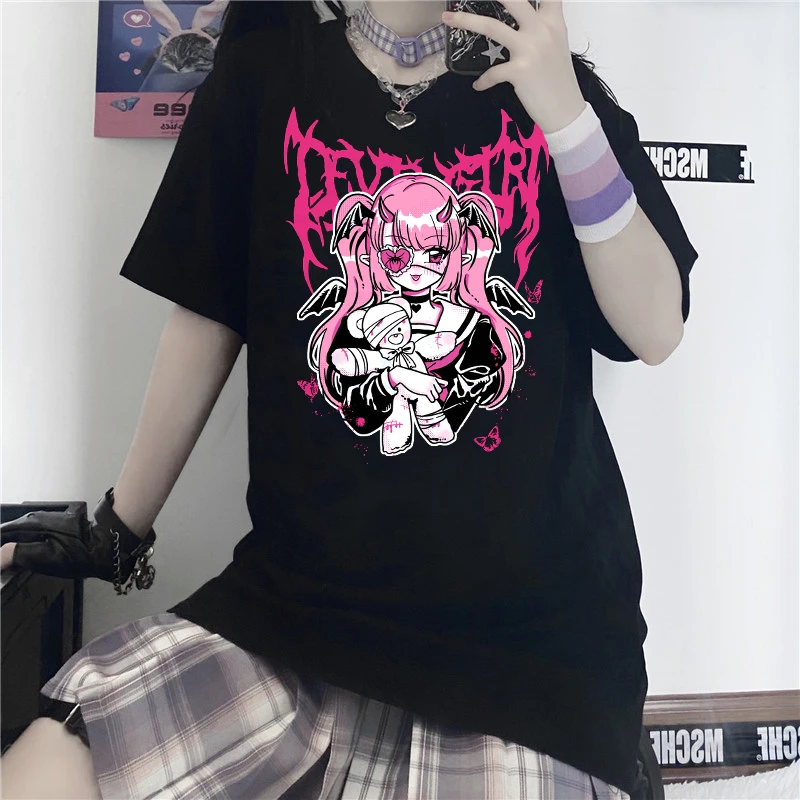 Anime t E girl Goth Punk Graphic Print Women's T Shirt Star 2022 Summer  Shirts O Neck Short Sleeve Tees Tops Fashion Clothing| | - AliExpress