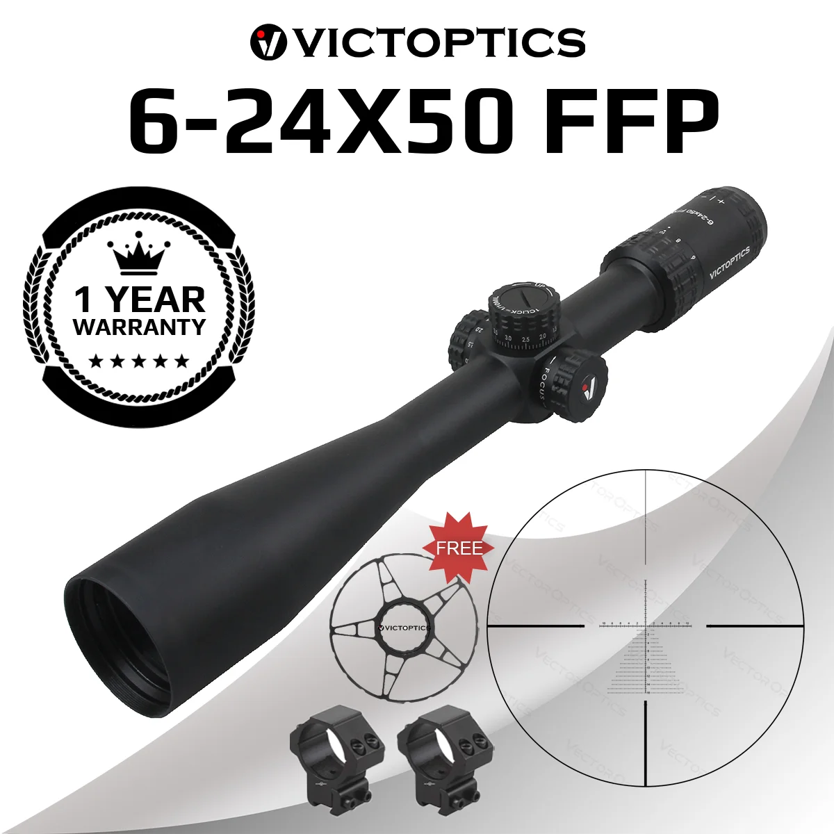 トイガン Vector Optics VictOptics ffp 6-24x50 VictOptics S4 6-24x50 FFP Riflescope 1/10MIL Adjustment with