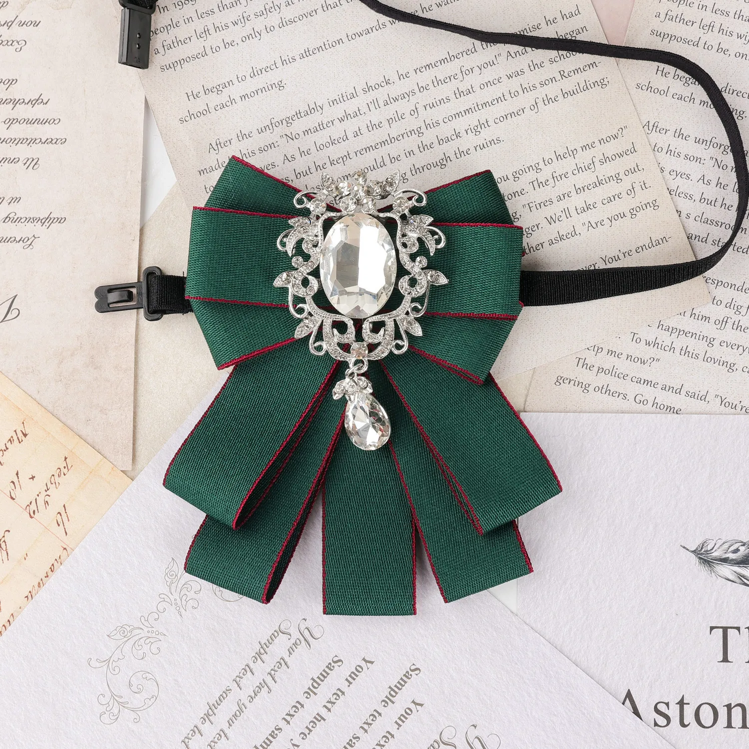 Neue Elegante Koreanische Damen-Schleife, Herren Schwarze Strass-Hemdkragen-Schleife, Mädchen Modische Fliege, Hochzeits- und Party-Krawatte – Detail 20