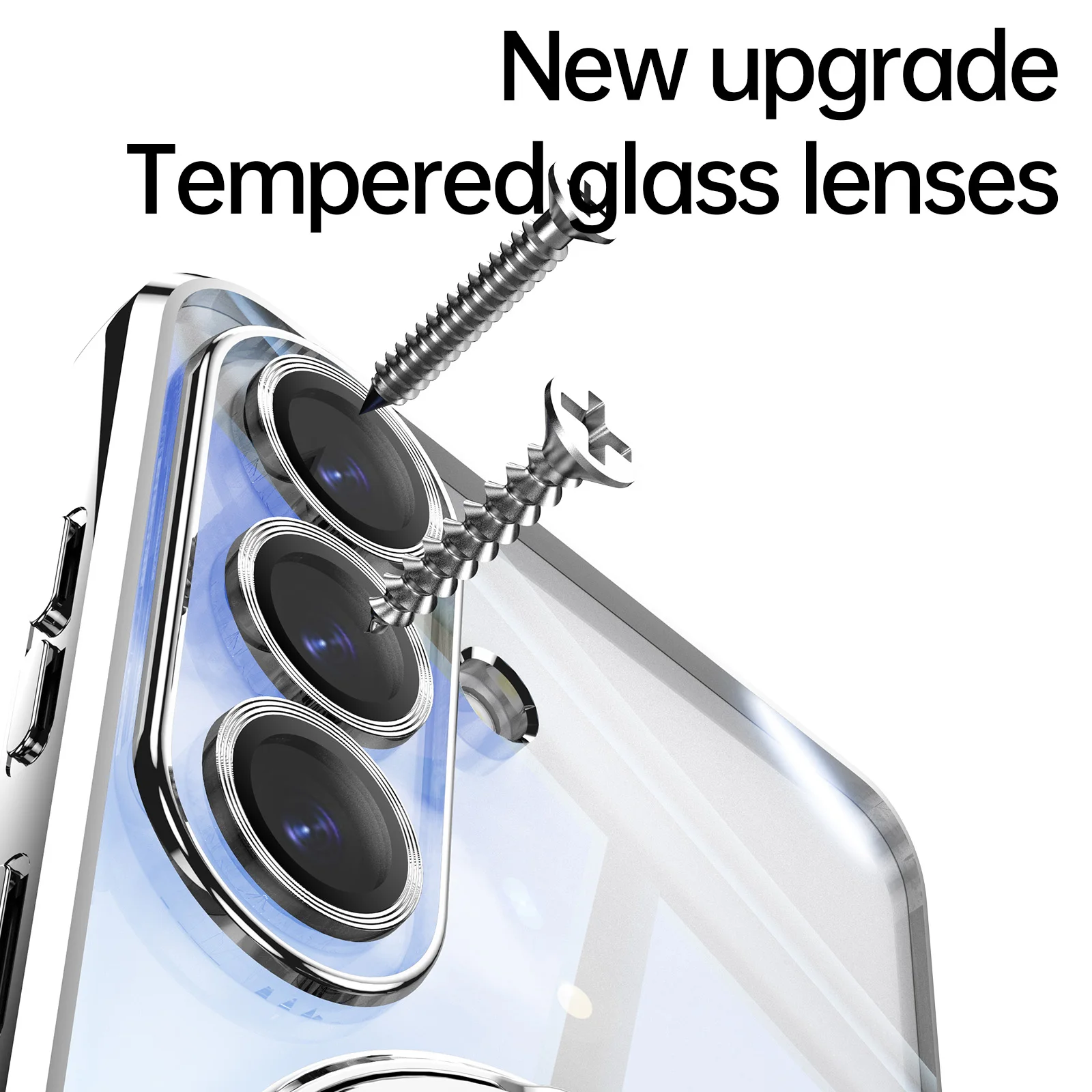 360° Rotating Magnetic Phone Case with Transparent Acrylic Cover and Metal Lens Protection