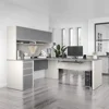 L Shaped Desk with Hutch and Pedestal in Slate and Sandstone, 72W | Large Corner Table for Home Office Workspace or Personal 1