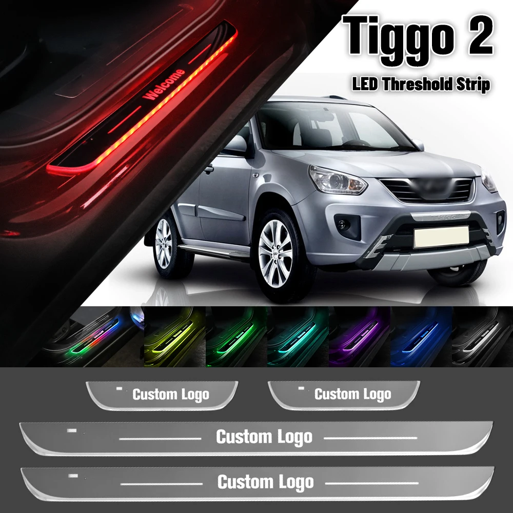 

For Chery Tiggo 2 2016-2019 Car Door Sill Light Customized Logo LED 2017 2018 Welcome Threshold Pedal Lamp Accessories