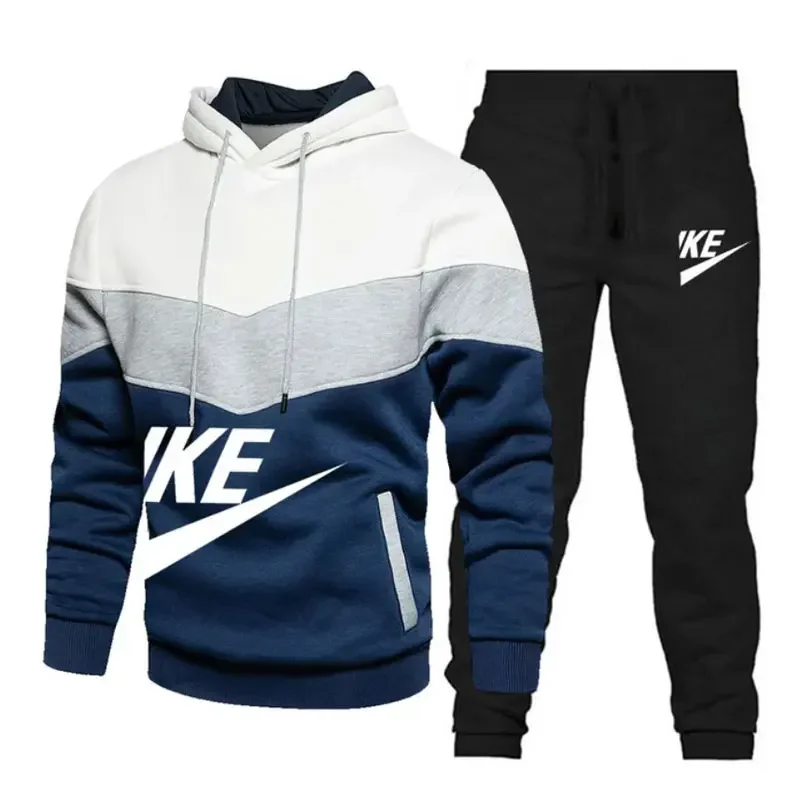 Men's Casual Sports Pure Cotton Hooded Sweater Trousers Two-piece Set