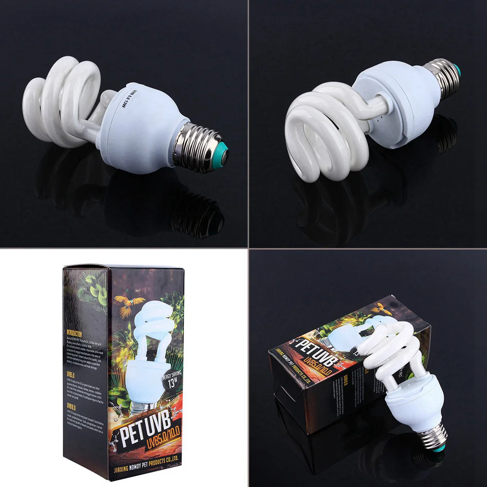 13W UVB 5.0 E27 Base Energy Saving Tortoise Snake Reptile Light Bulb UV Lamp  Pet Heating Light Bulb E27 UVB Pet Reptile Lamp 3