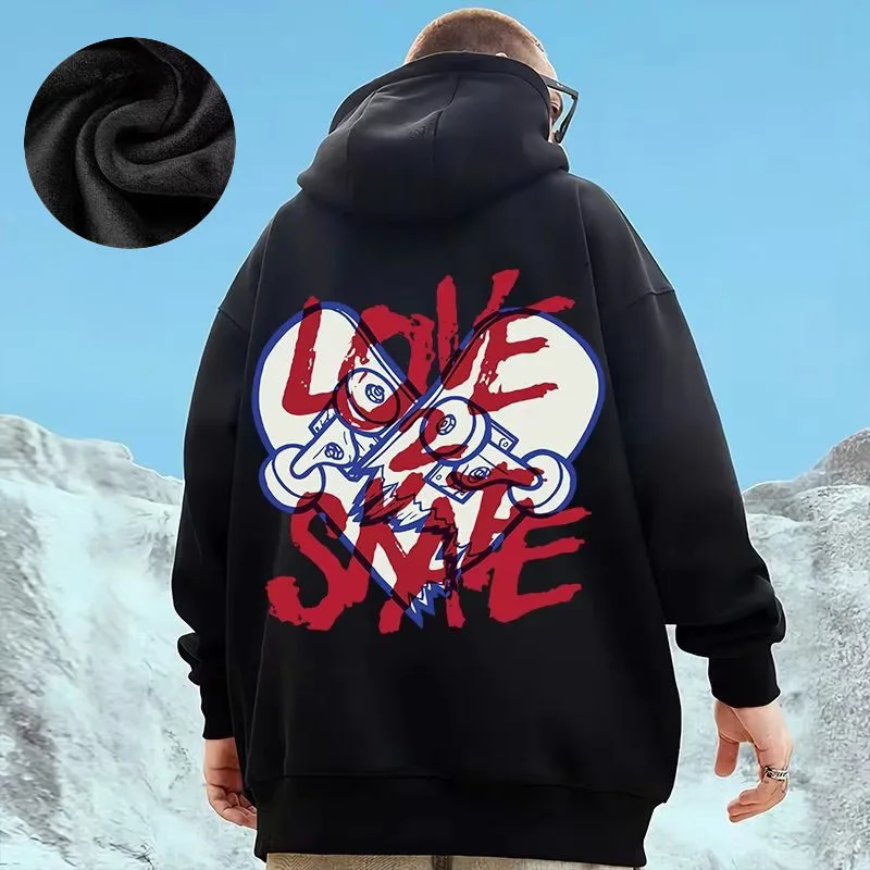 Hooded Sweater Men's Trendy Brand Large Size M-8XL Men's Autumn And Winter Style Plush And Thick Fat Hip-hop Pullover Jacket