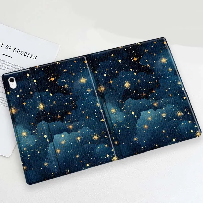 Cartoon Starry Night Sky Clouds Tablet Case