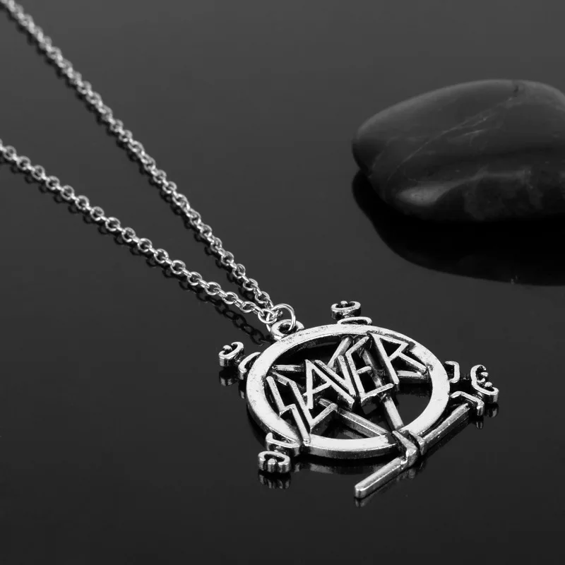 Slayer pendant necklace alloy keychain European and American speed metal band mini sword keychain,necklace pendant