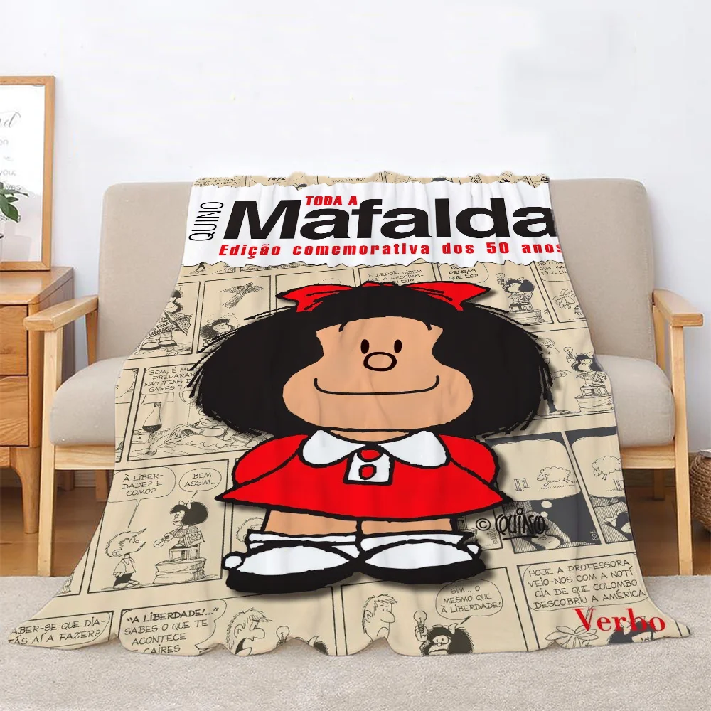 Hand Knitted Blanket Mafalda Funny Blanket Sofas Decoration Bed Throw Luxury Bedding Knitted Plaid Beach Towel Home Interior