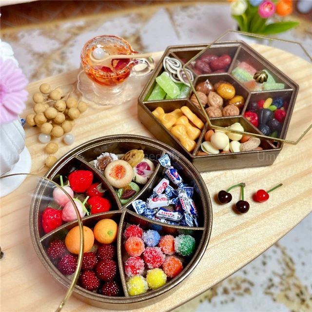 1/6 Scale Miniature Dollhouse Chinese Style Food Box Mini Fruit Nut Tray  Kitchenware for OB11 Doll Accessories - AliExpress