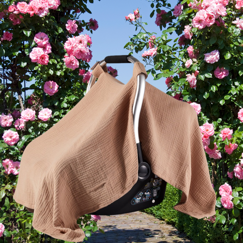 Cotton Crinkle Fabric Baby Carrying Basket Cover Soft Comfortable Solid Color