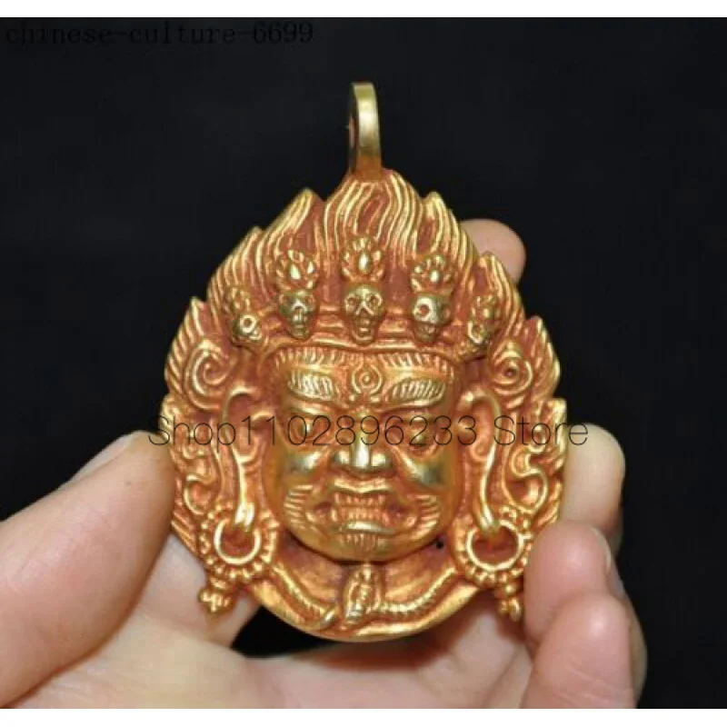 

Tibet Bronze 24K Jinmahakala Angry God Buddha Statue Amulet Pendant