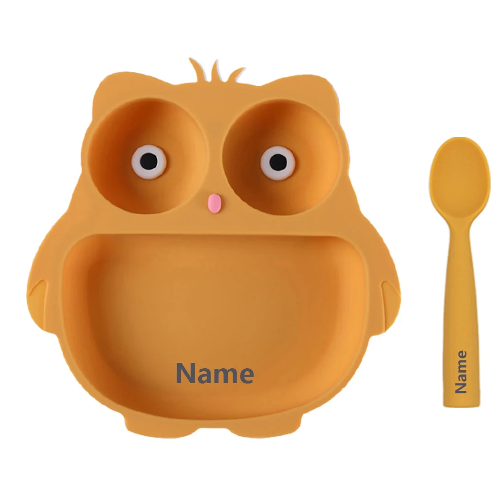 Silicone Tableware Set Waterproof and Easy to Clean Free Name Engraving Creative Gifts Customized for Babies