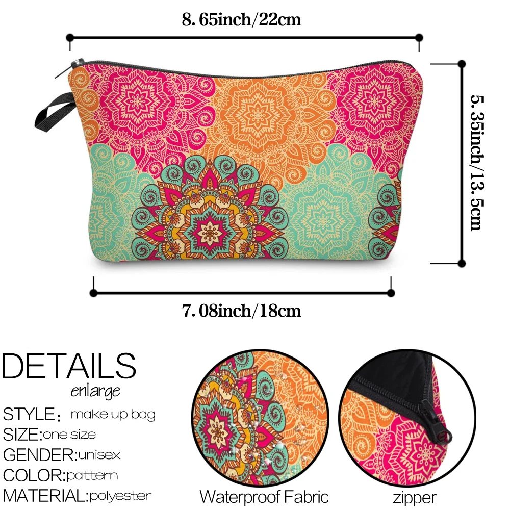 Deanfun Colorful Mandala Flower Pretty Cosmetic Bag 3D Printed Waterproof Makeup Bag For Women  with mandora 6