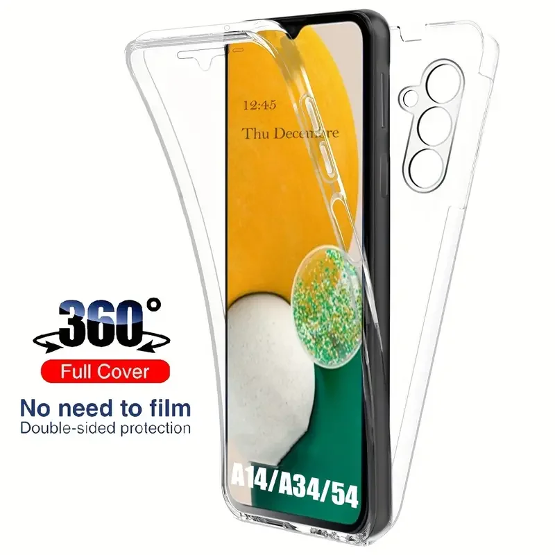 

360 Full Body Double Side Plastic Silicone Cases For Samsung Galaxy A54 A34 A14 A24 A25 A04S A53 A33 A23 A22 A32 A12 5G Cover