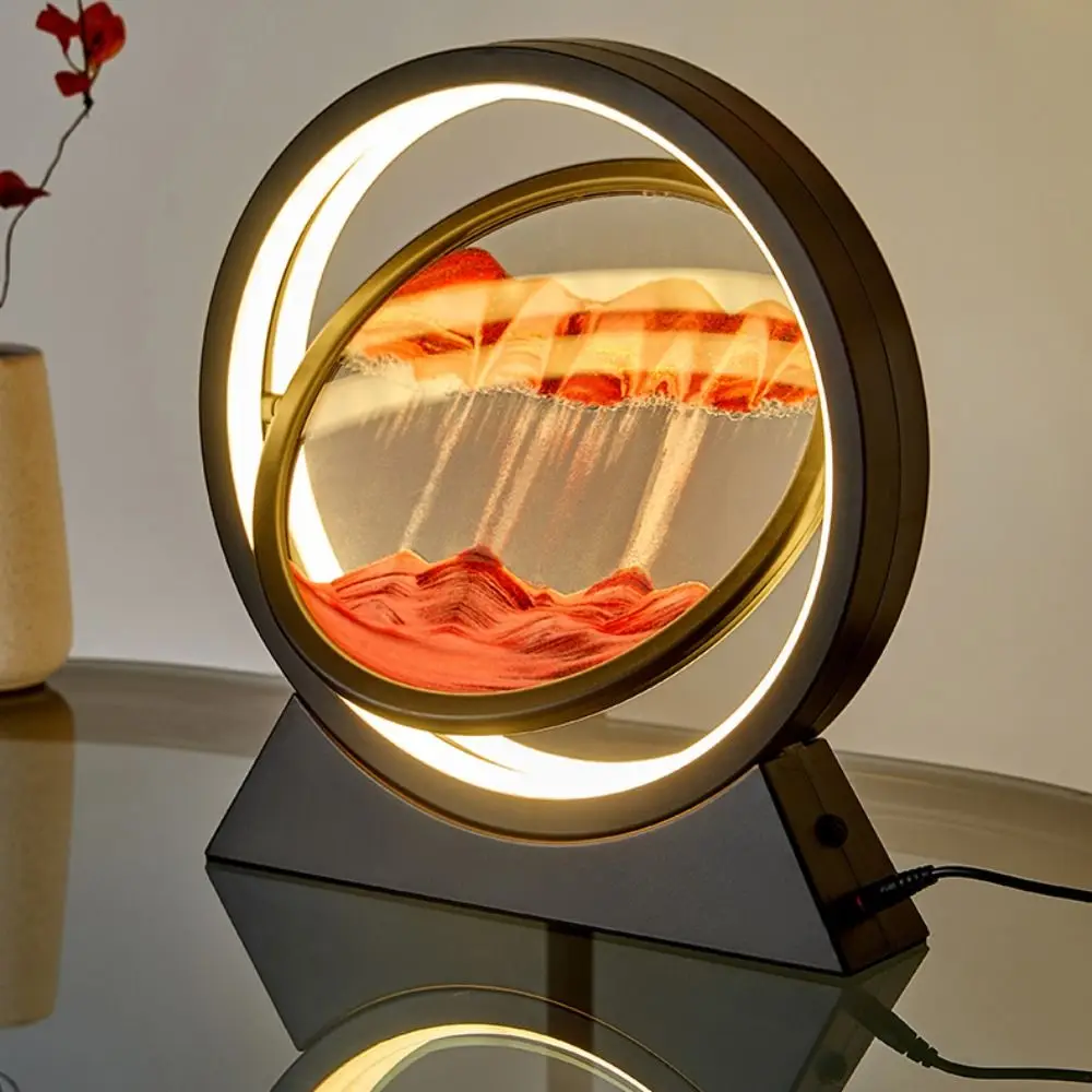 Creative Dynamic Aesthetical Quicksand Painting Hourglass Light Desktop Ornament Atmosphere Table Lamp Sandscape Lamp