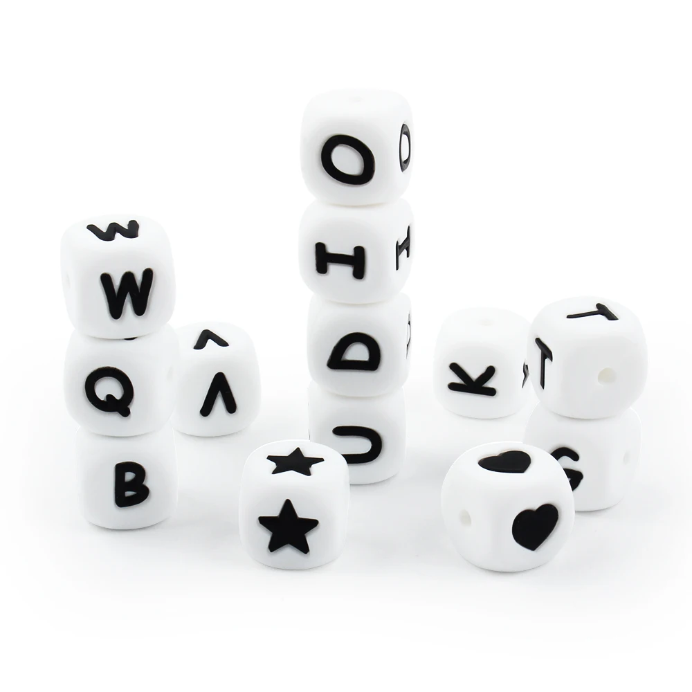 12mm Letters Silicone Beads Baby Alphabet Beads Teether Food grade Teething DIY Pacifier Chain Rattle Accessories 100pcs teething toys baby teething toys silicone teething toys silicone beads silicone letters beads silicone teething beads silicone teether