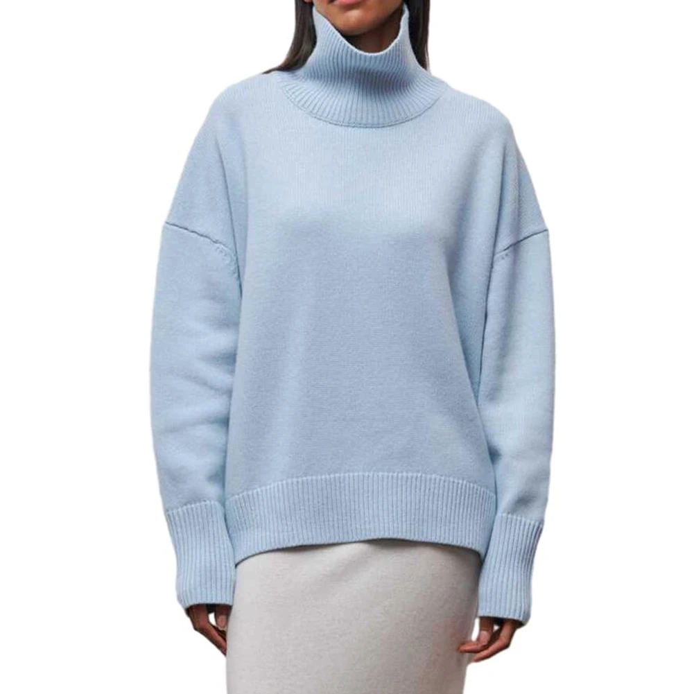 

Fashion Women's Turtleneck Knit Sweater Batwing Long Sleeve Solid Color Loose Pullovers Top Female Jumper Coat Sweaters Clothing