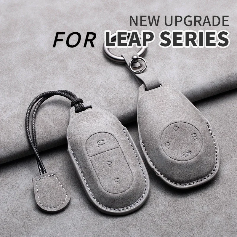 가죽 자동차 원격 키 케이스 커버, Leapmotor T03, S01, C11, Leapmotor C01, T03, S01, C11, 2023, 자동 키 쉘, Fob 키체인