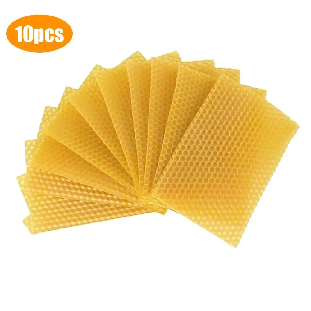 Bee Wax Foundation Bee Hive Wax Frames Base Sheets Comb Honey Frame Beeswax Sheets Beekeeper Equipment 10PCS beekeeping tools