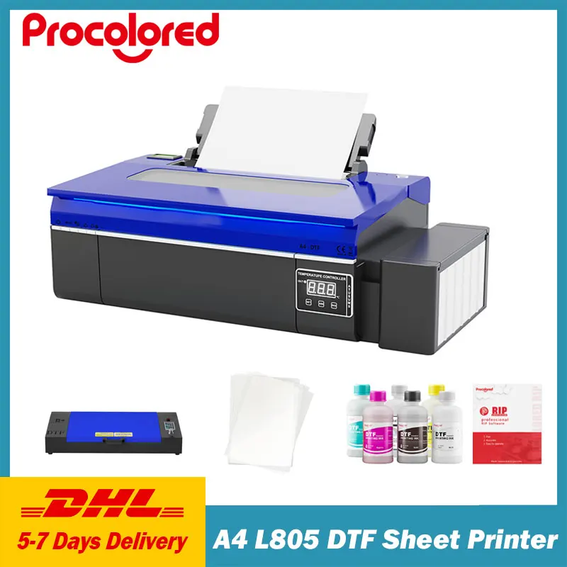 Procolored A4 DTF 전사 프린터, 엡손 L805 티셔츠 인쇄기, 의류, 청바지, 가방용 화이트 잉크 사이클