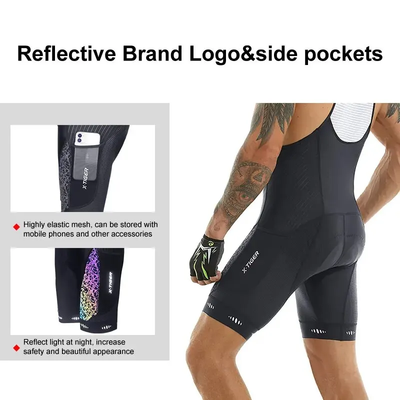 Cycling Bib Shorts 5D Gel Pad Mountain Bike Shorts Bretelle Pockets Outdoor Breathable UPF50+ Bike Tight Bicycle cycling bib shorts