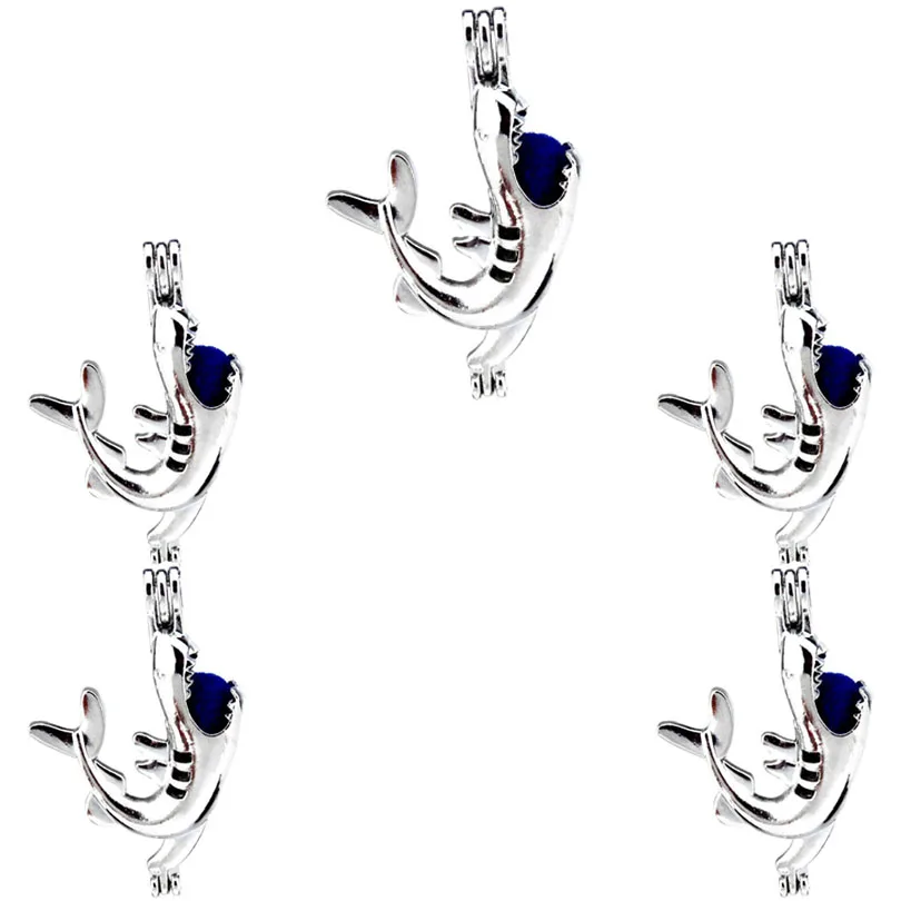 

10Pcs Fashion Charm Sharks Pearl Cage Locket Aromatherapy Diffuser Pendant Necklace Bracelet DIY Customied Jewelry Making