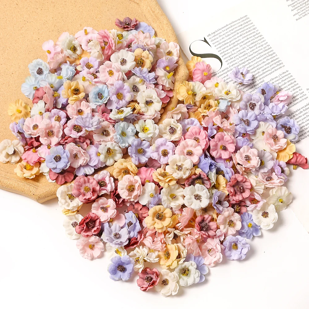 Artificial Flowers 30Pcs 3cm Fake for Home Decor Wedding Christmas Garland Bride Gift Accessories