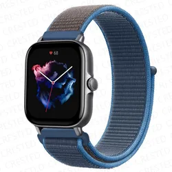 Nylon Sport Watch Band Bracelet - 20mm/22mm Adjustable Strap for 22mm (Wave Blue 56)