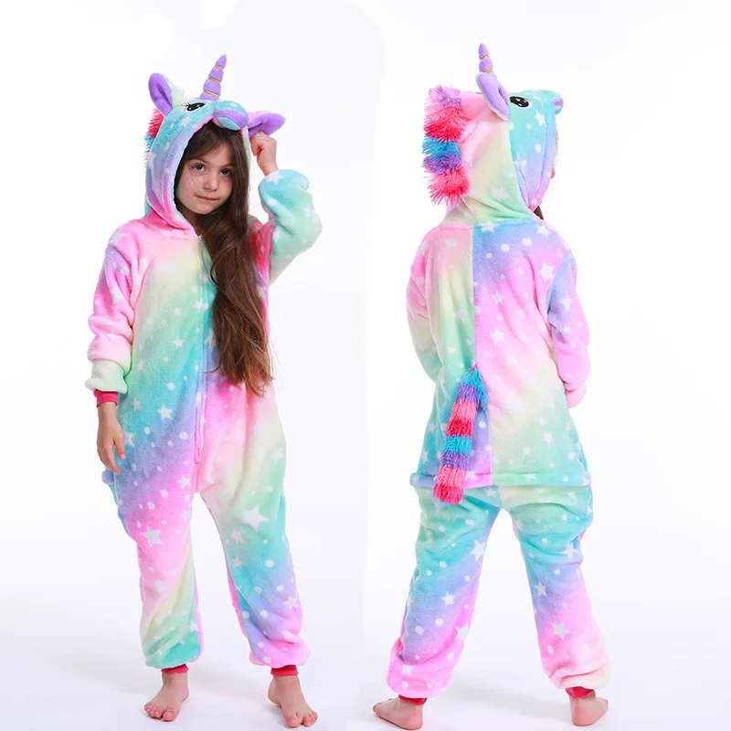 Children Kigurumi Unicorn Pajamas Kids Baby Animal Overalls Jumpsuit Onesie Cat Pajama Sleepwear Girls Cosplay Pyjama kids pajamas