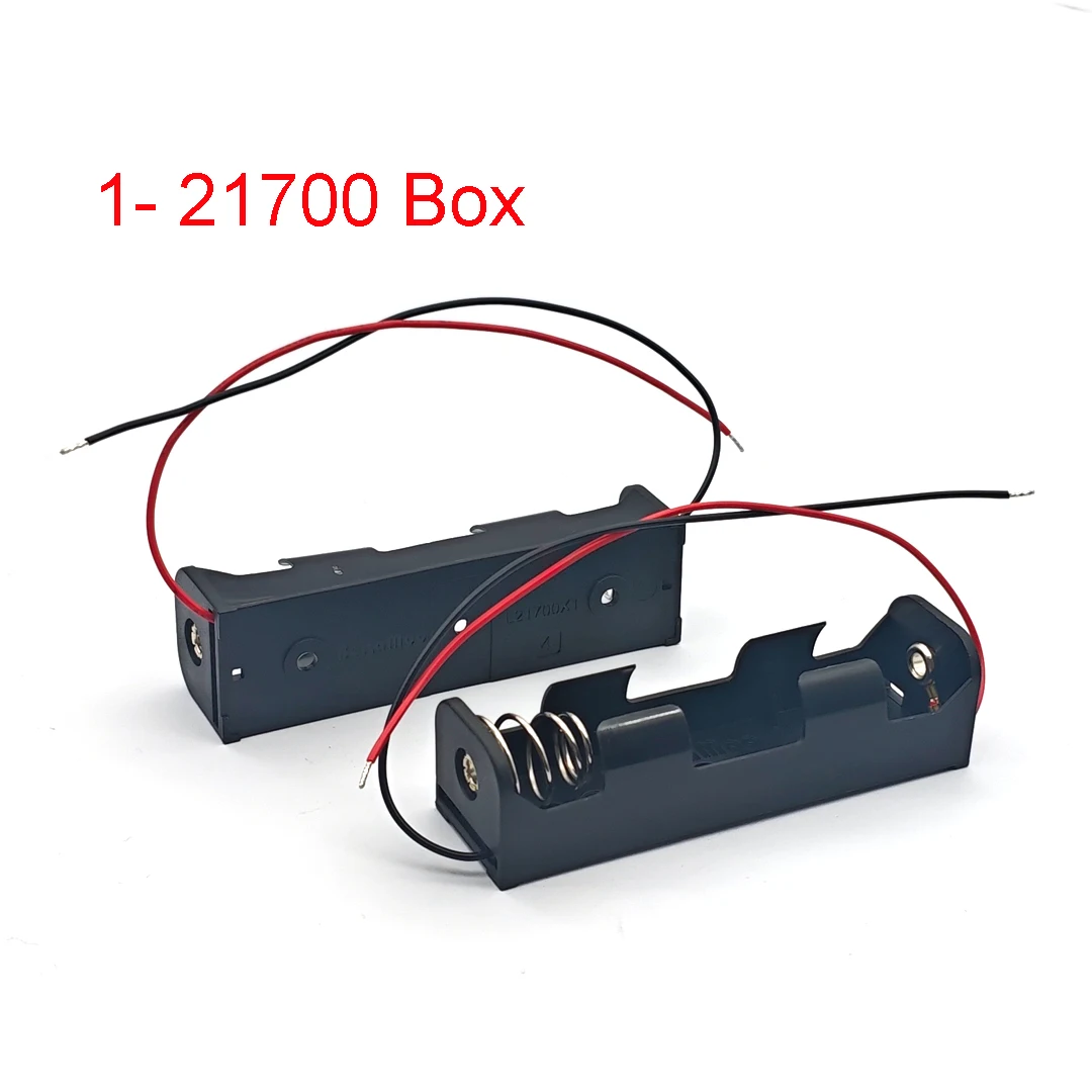 21700 배터리 홀더 박스 3.7V 플라스틱 보관 케이스 (1/2/3/4 셀용, 검정색 및 빨간색 전선 포함)